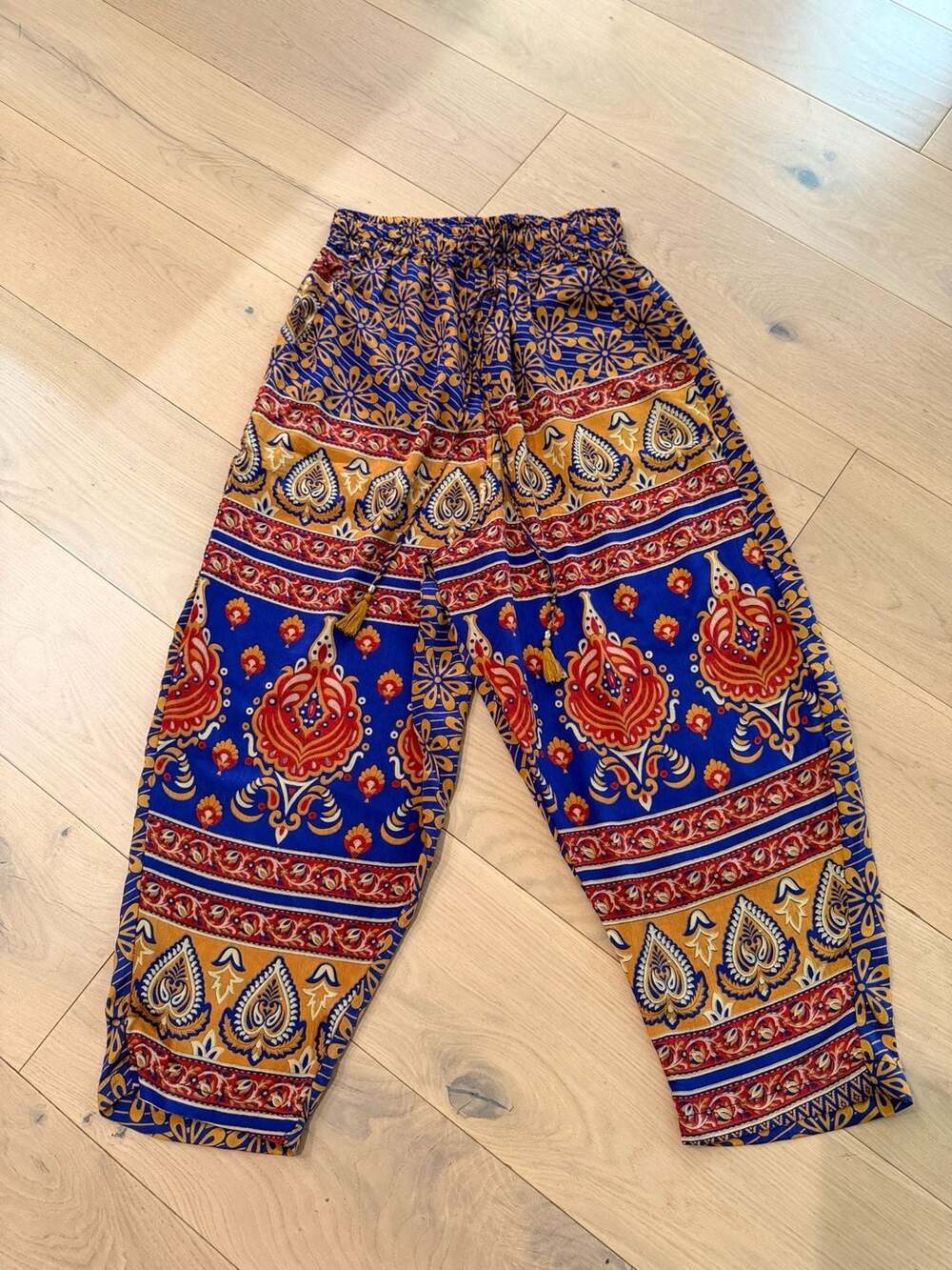 Guru 100% Silk Paisley Print Boho Harem Pants Size S/M